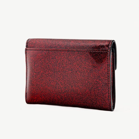 Saint Lauren "Bright Fuchsia" Glitter Patent YSL Leather Wallet - Picture 3 of 10